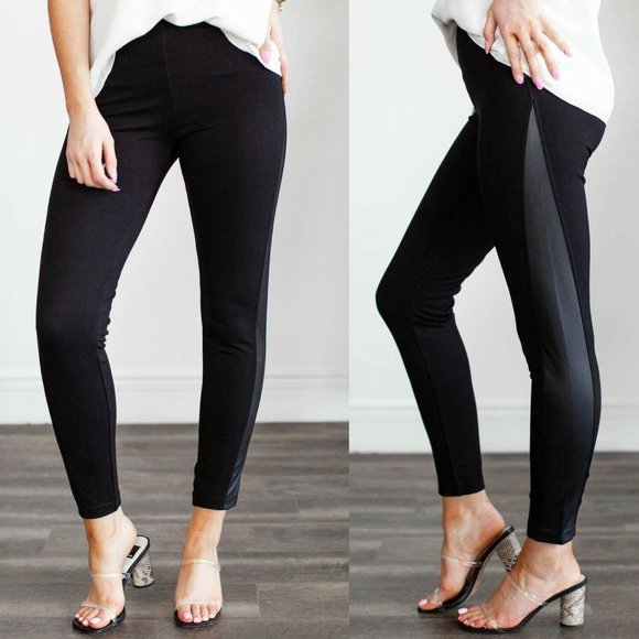 Lysse Pants - Gemma Faux Leather Panel Ankle Legging HW9302